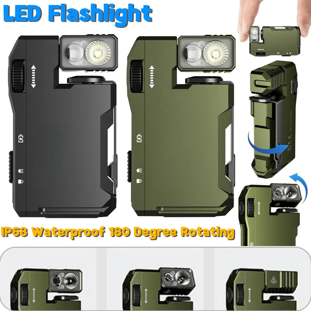 EDC Flashlight 400 Lumens Portable Rechargeable Flat Pocket Flashlight Small Flashlight for Outdoor Camping Home Emergencies