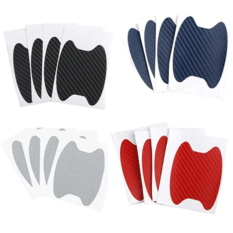 4pcs/set Car Handle Stickers Carbon Fiber Scratches Resistant Cover Car Door Protection Film Sticker Auto Exterior Accessories