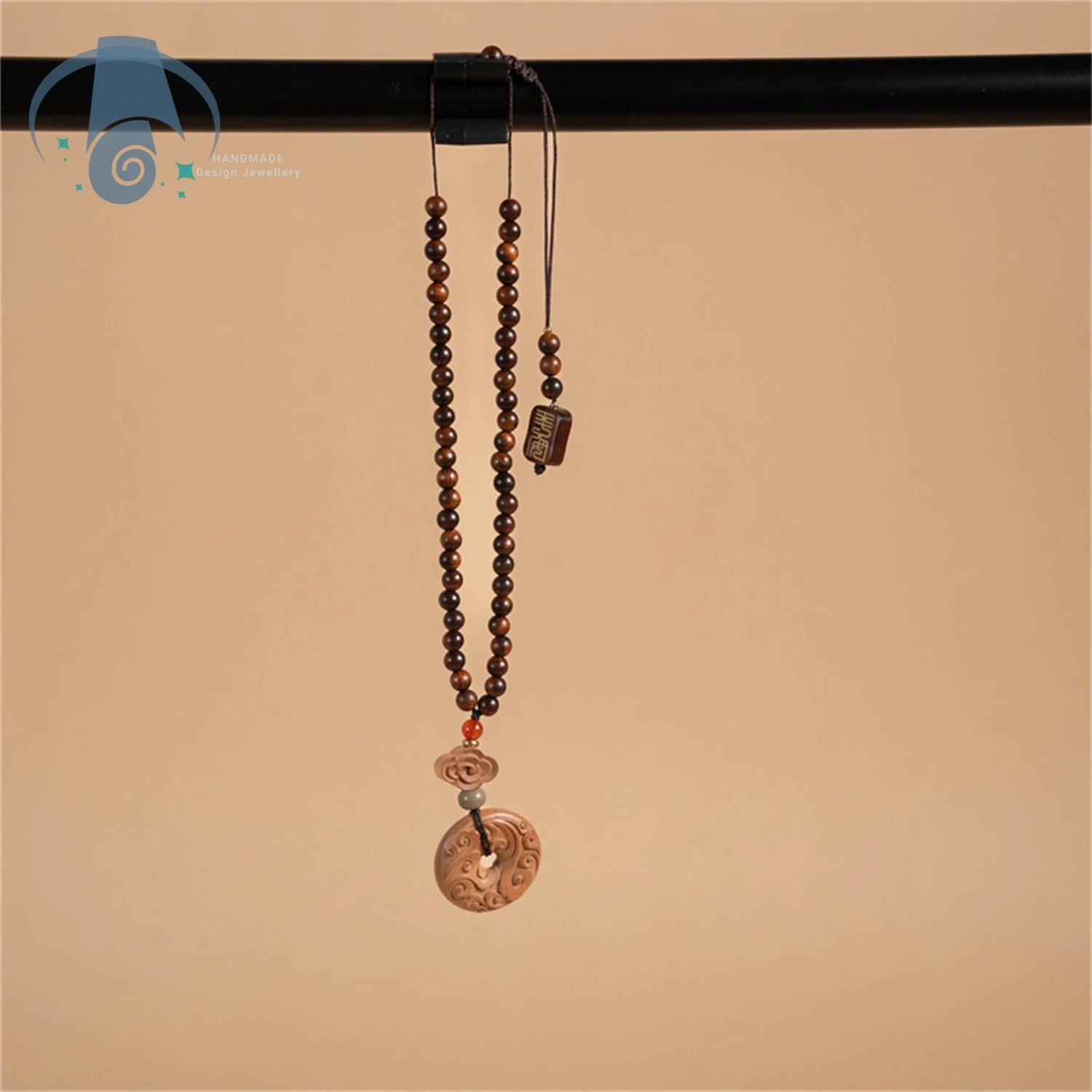 Car Protection Charm Peach Wood Pendant Lotus Cloud Design Adjustable Hanging Ornament For Rearview Mirror Auto Interior Decor