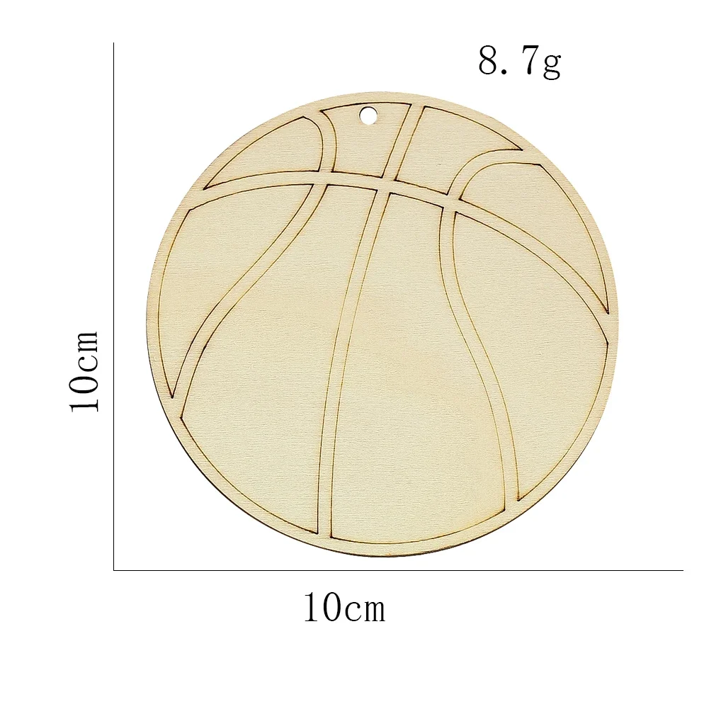 Round Basketball Chip Pendant Wooden Children Hand-painted DIY Baby Doodle Home Decoration Small Objects Wall Decoration Items