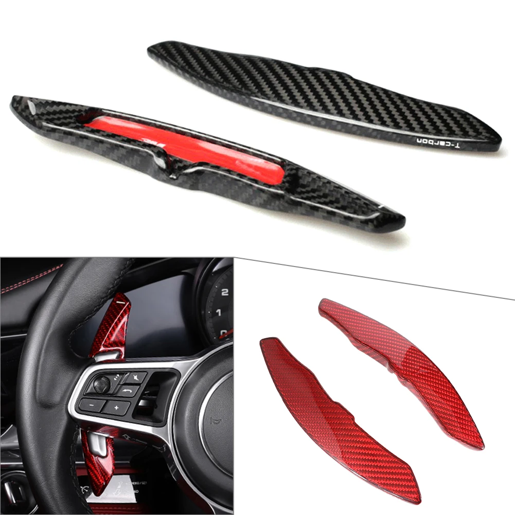 Rear Carbon Fiber Car Steering Wheel Shift Paddle Extension Shifter 1Pair For Porsche Panamera Macan Cayenne 911 718 919