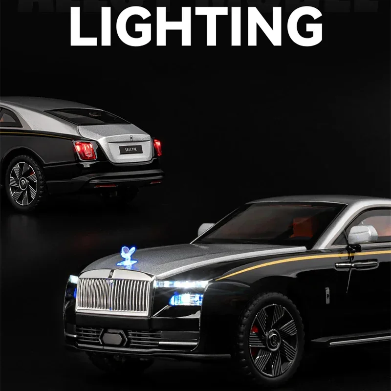 1:24 Rolls Royce Spectre Alloy New Energy Car Model Diecasts Metal Luxy Car Vehicles Model Simulation Sound Light Kids Toys Gift