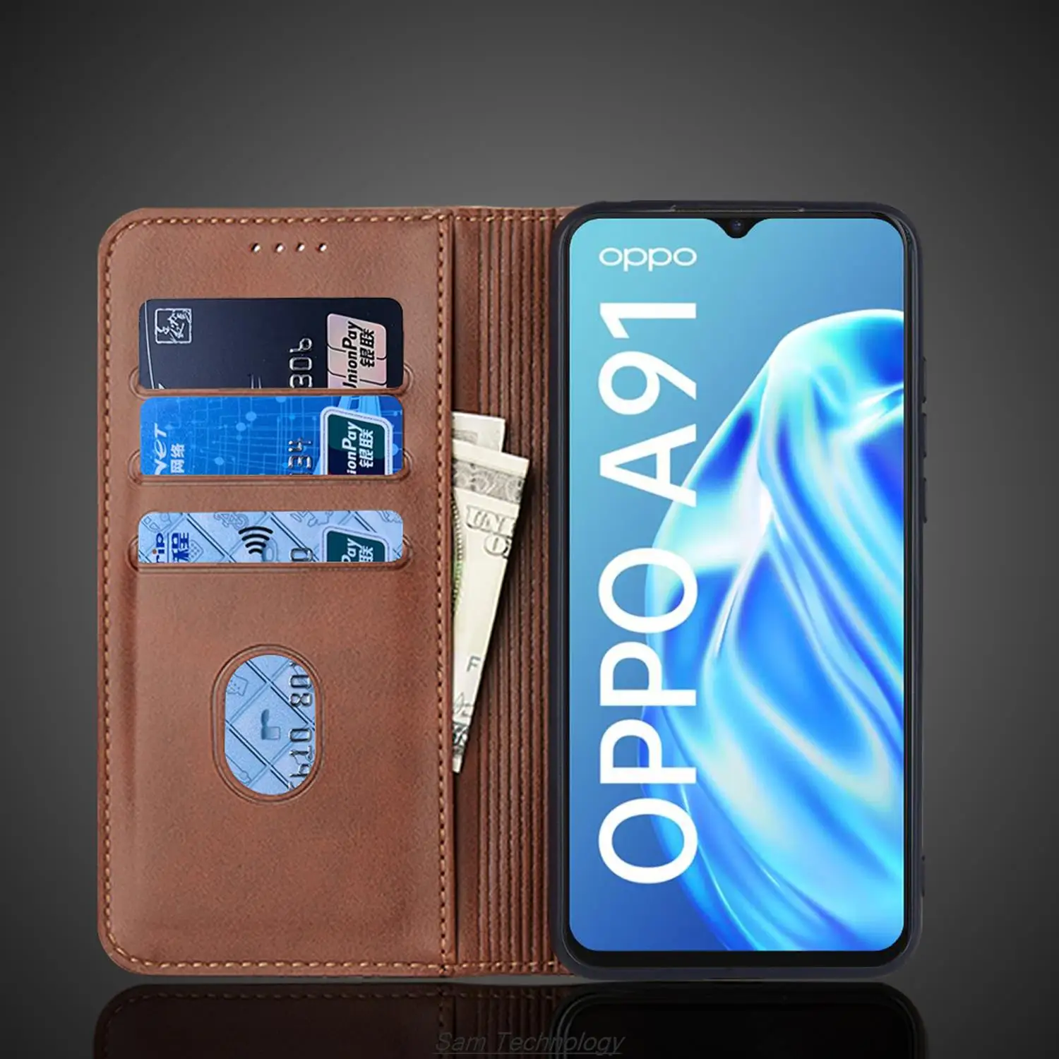 Magnetic attraction Leather Case for OPPO Reno 3 Global / OPPO A91 F15 Holster Flip Cover Case Wallet Phone Bags Fundas Coque