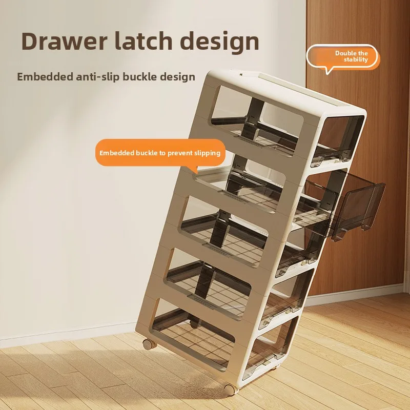 

Stable Drawer type snack storage cabinet Plastic locker Multi-layer storage cabinet Free installation of bedside cabinet
