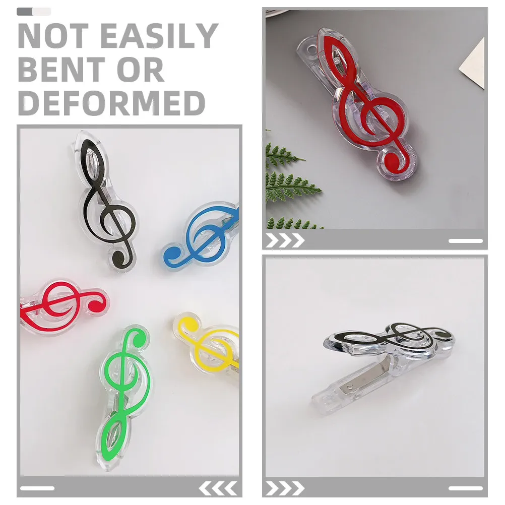 10Pcs Music Note Clips Vibrant Sheet Music Page Clips Compact Lightweight Multifunctional for Piano Books Snack Bags Photos