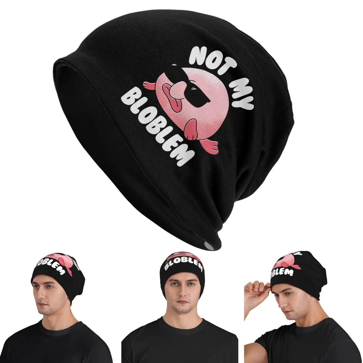 Blobfish Not My Bloblem Not My Problem Warm Knitted Cap Fashion Bonnet Hat Autumn Winter Outdoor Beanies Hats for Unisex Adult