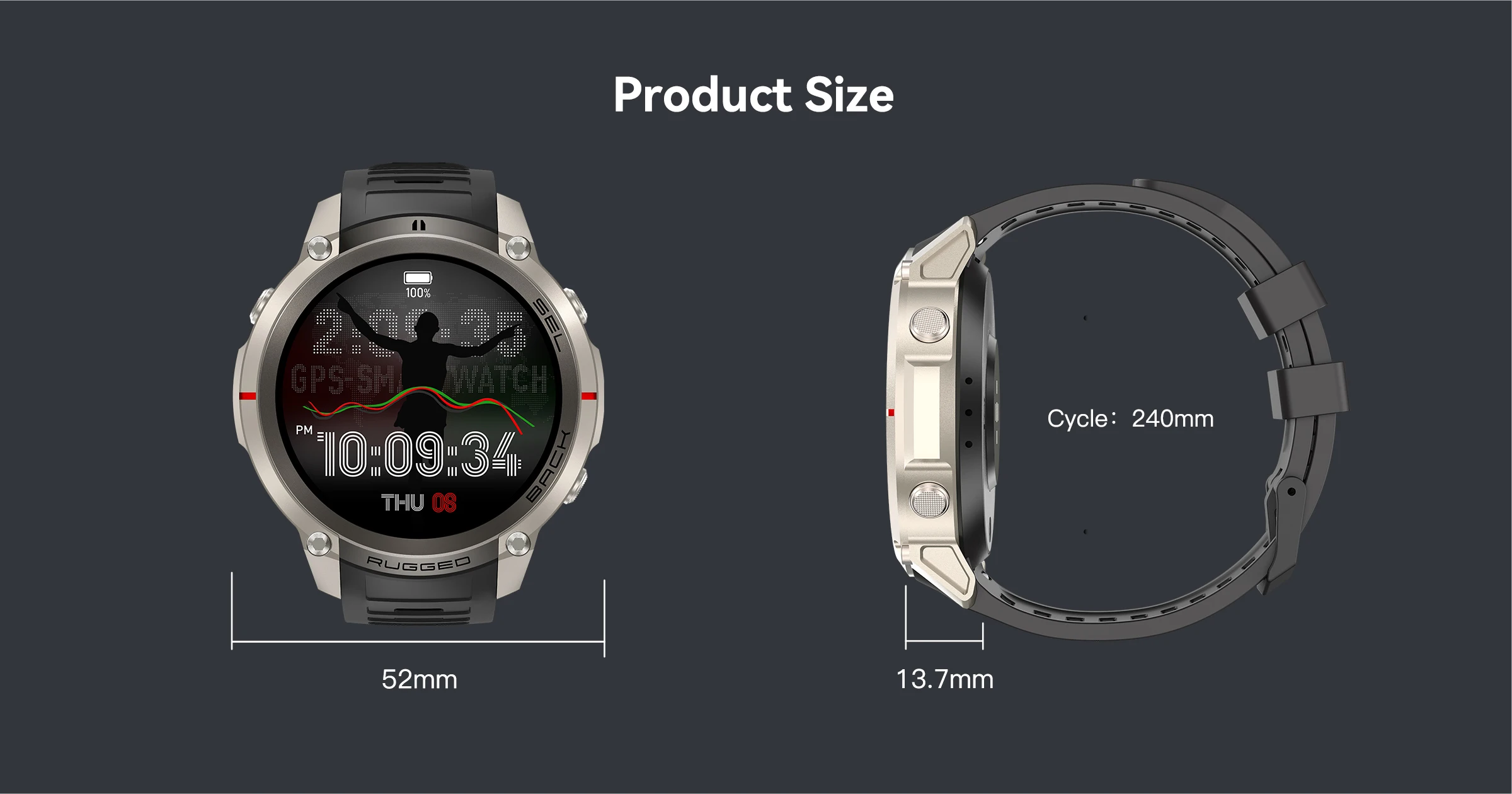 2026 Neue GPS-Technologie Offline-Karte 500mAh Akku Smartwatch GPS-Kompass Höhenmesser 5ATM Wasserdichte Sport-Smartwatches für Herren – Detail 16