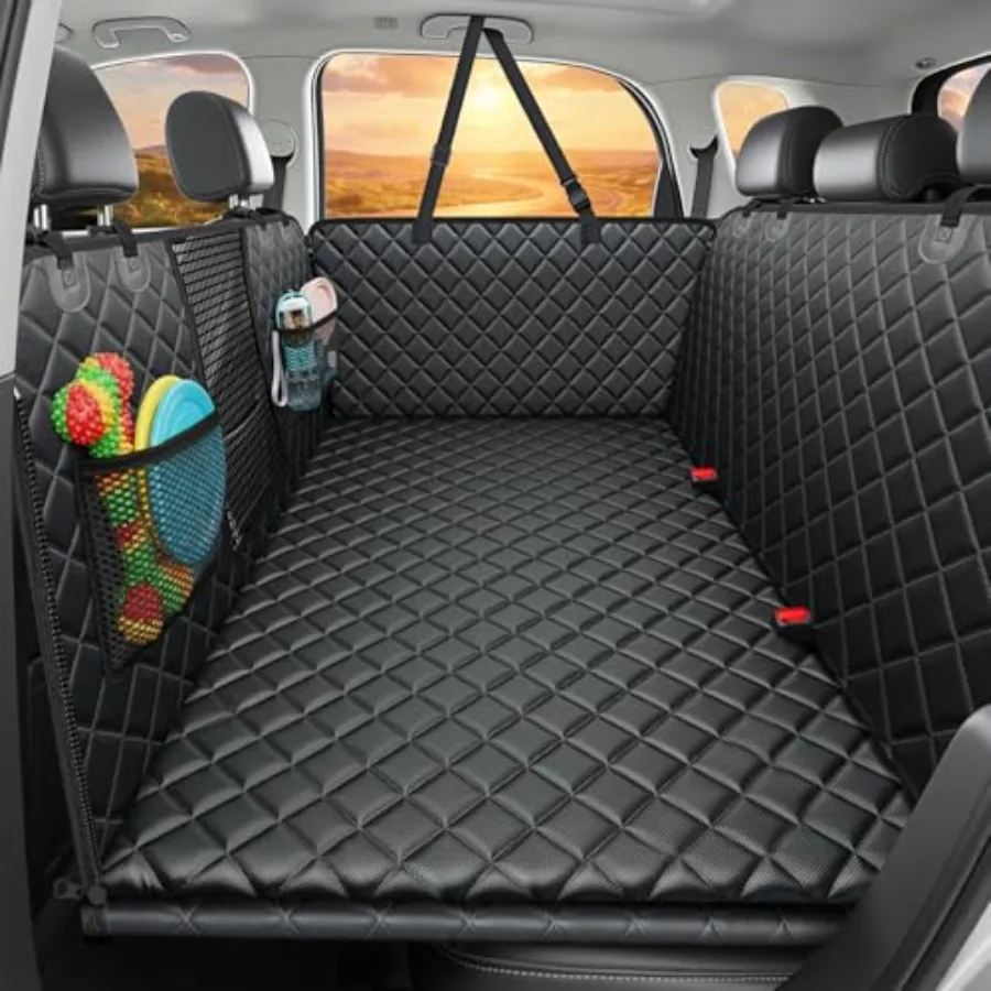 

2026 Upgraded Back Seat Extender for Dogs - Large Hard Bottom Dog Car Seat Cover Holds 550lbs Waterproof Dog Hammock Pet Bed wi