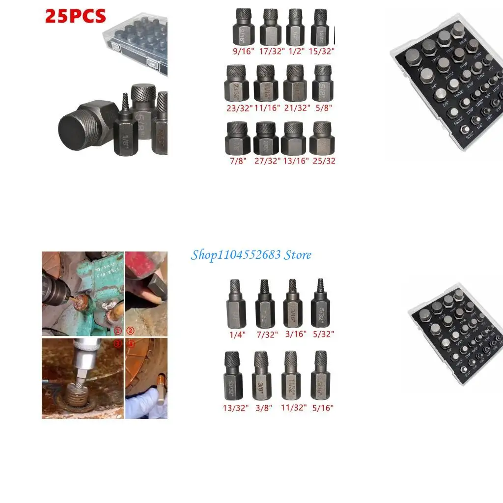 

Y6GD 25PCS Heat-treated Screw Extractor Easily and Quickly Remove Tools Easily Remove Stripped Screws Hexagonal Head