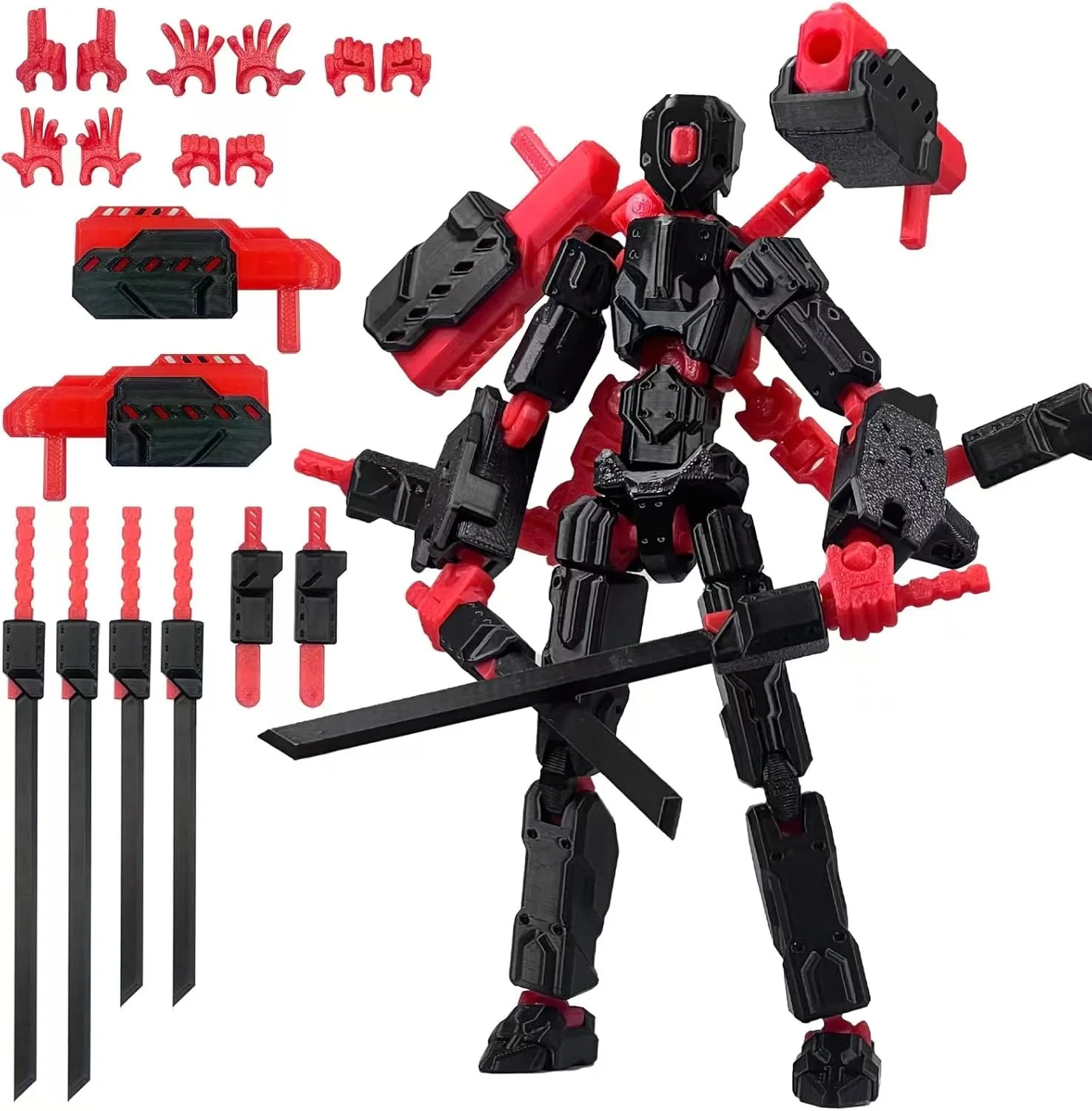 3D Printed Lucky Action Figure Multi-Joint Movable Toy Robot Poseable Desktop Decoration Assembly Dummy Collectible Figurine
