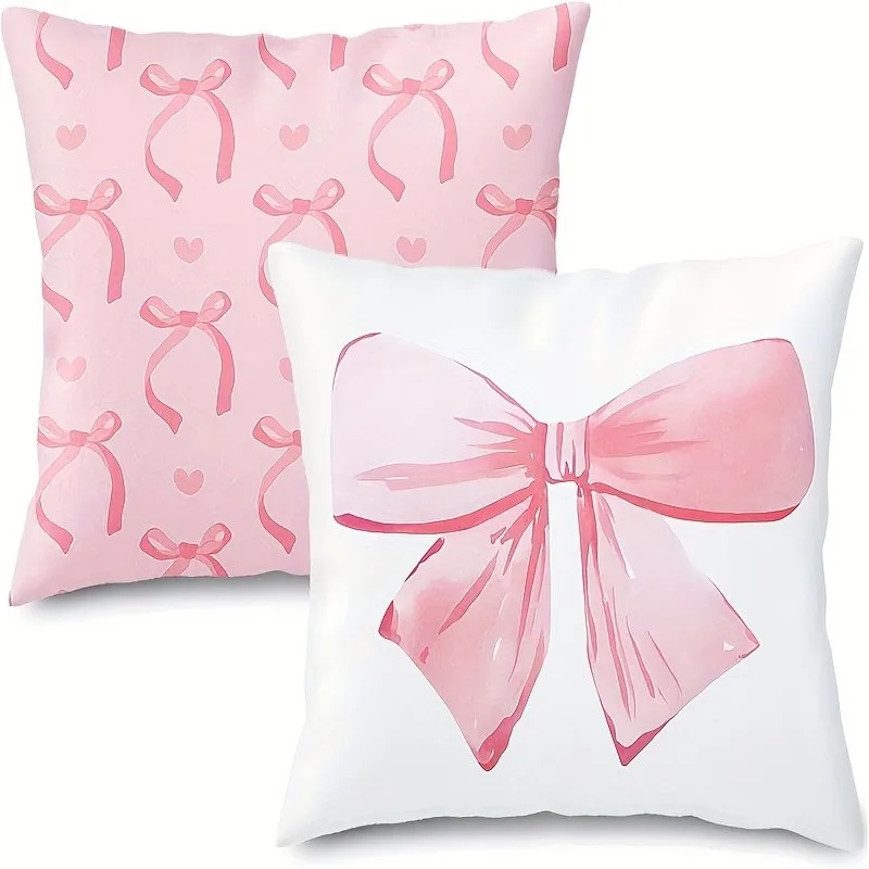 

Pink Bow Throw Pillow Cover Single Printed Pillowcase for Home Sofa Pillow Decor Gifts Customized Dropshipping