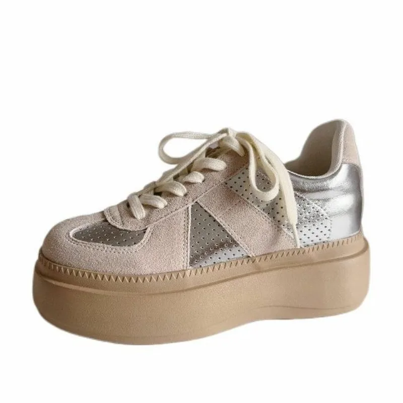 

Ботильоны 8 см, женские роскошные туфли-лодочки на танкетке из натуральной кожи на платформе из микрофибры, весенне-осенние ботильоны, серебристая обувь