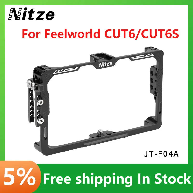 NITZE Monitor Cage for Feelworld CUT6/CUT6S with HDMI-Compatibled Cable Clamp for Monitor Rig Cable Clamp