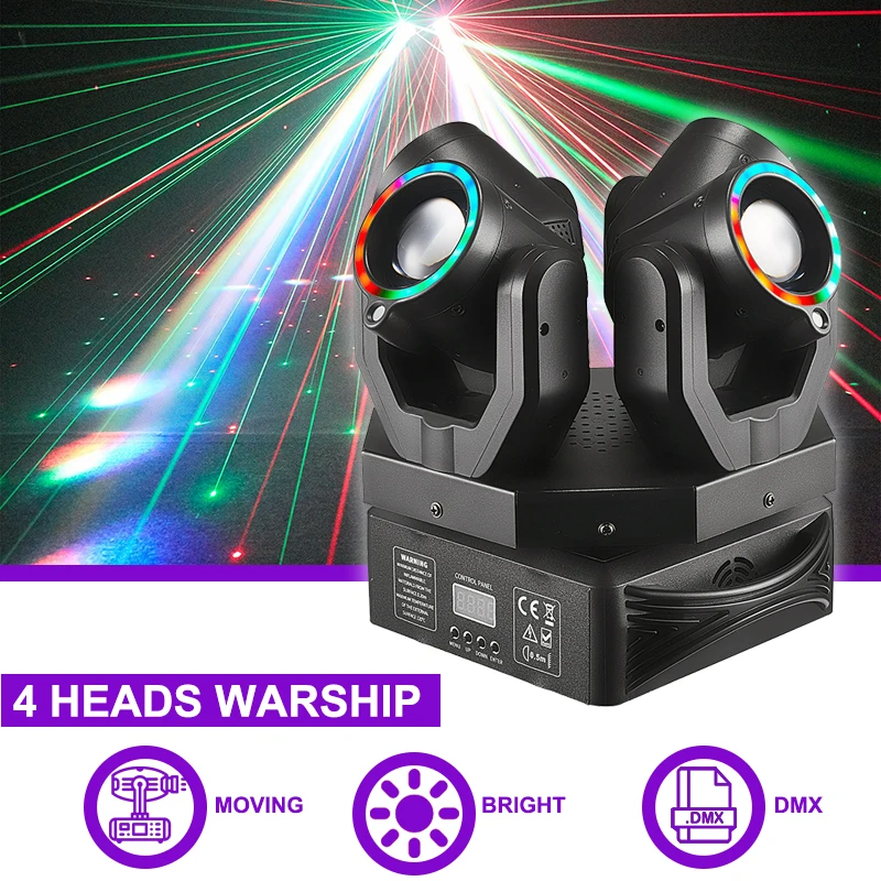 

Sunart 4 Heads Warship Moving Beam Stage Effect Lighting For DJ Disco Night Clubs Bars Events With RG Laser DMX Fixture