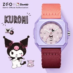 ZGO X Sanrio Kuromi Women's Watches Waterproof Square Dial Nylon Strap Quartz Watch Student Wristwatches 2136