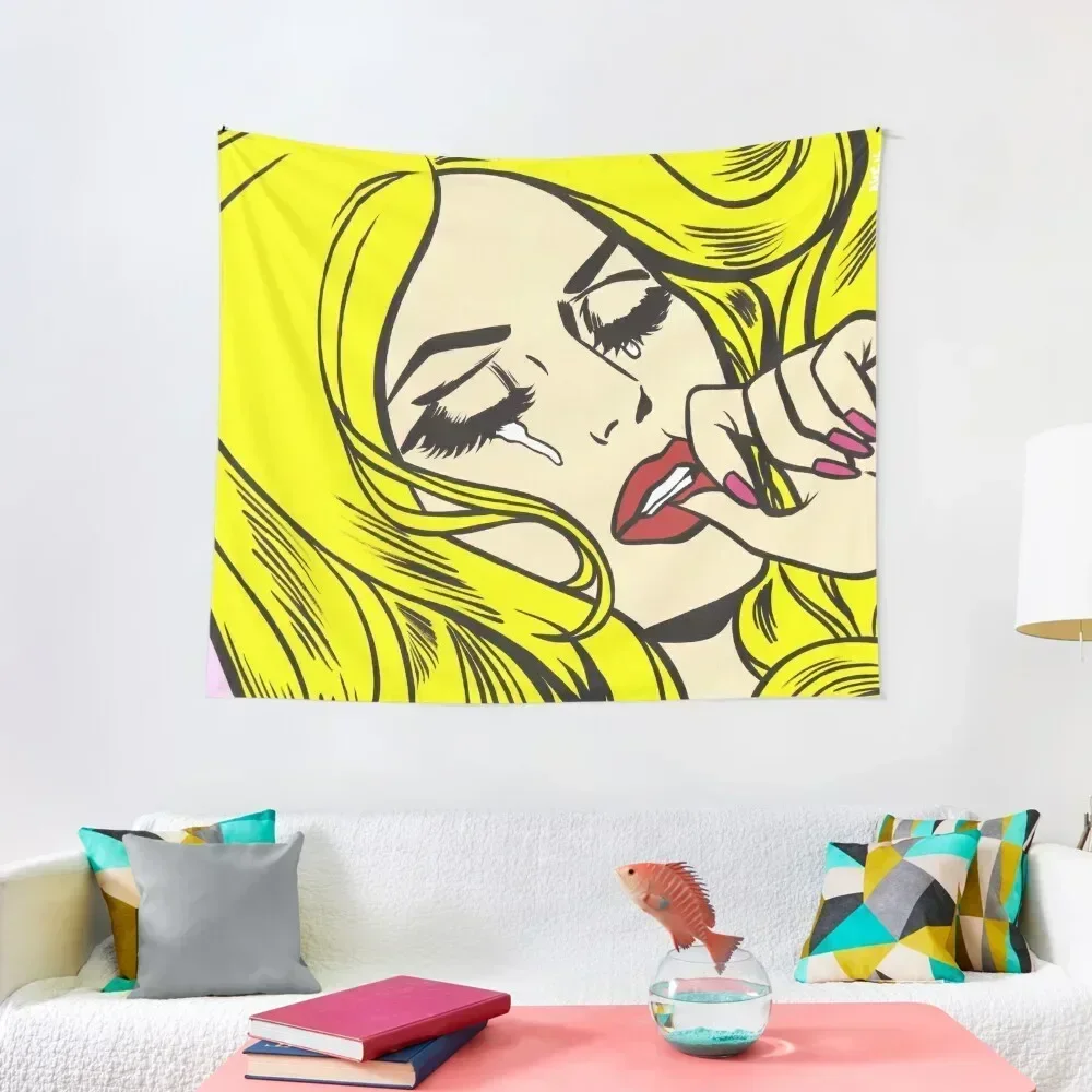 Blonde Crying Comic Girl Tapestry Bedroom Deco Room Aesthetic Decor Decoration Aesthetic House Decorations Tapestry