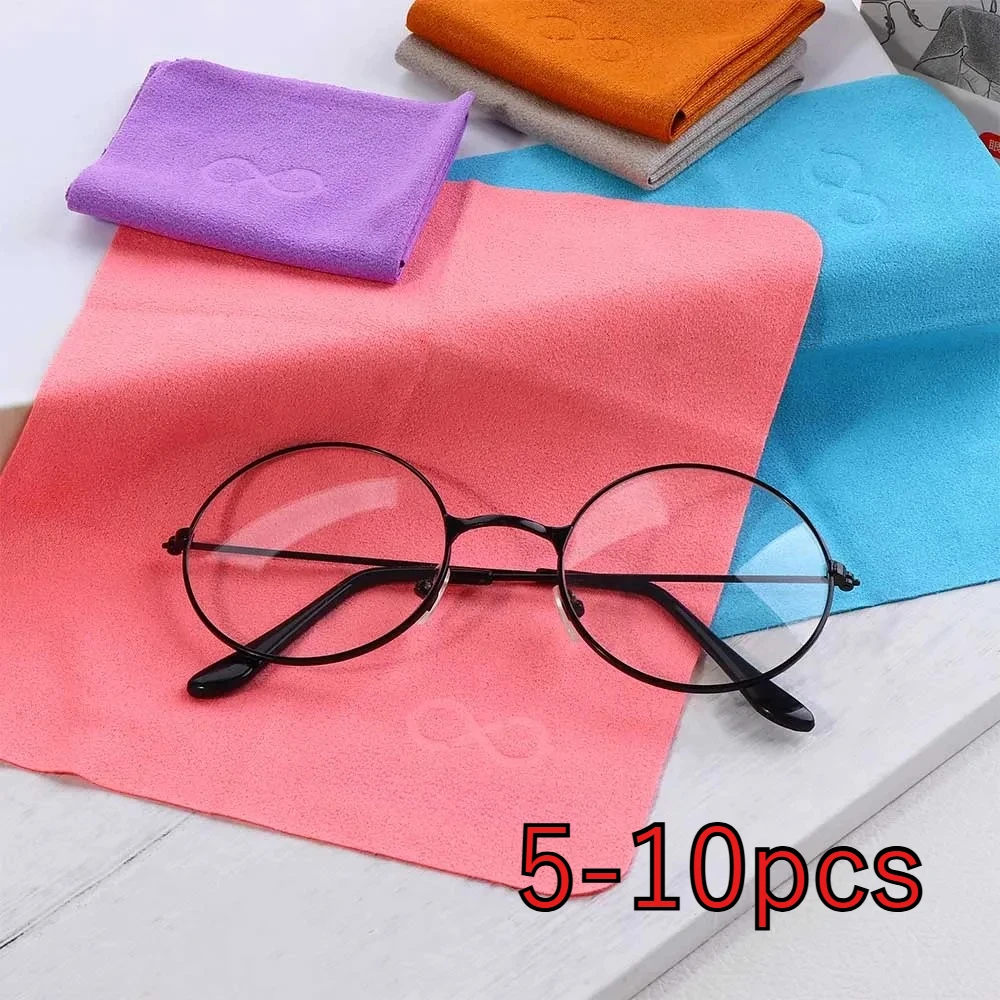 5Pcs /10Pcs Soft Suede Glasses Cleaner Eyeglasses Microfiber Clean Cloth for Lens Phone Screen Cleaning Wipes Tools