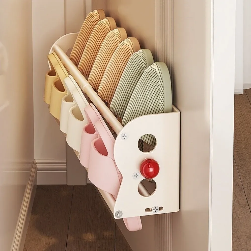 Steel Magnetic Slipper Rack No Drill Expandable Double Layer Shoe Rack Drain Space Saving Bathroom Slipper Holder Toilet