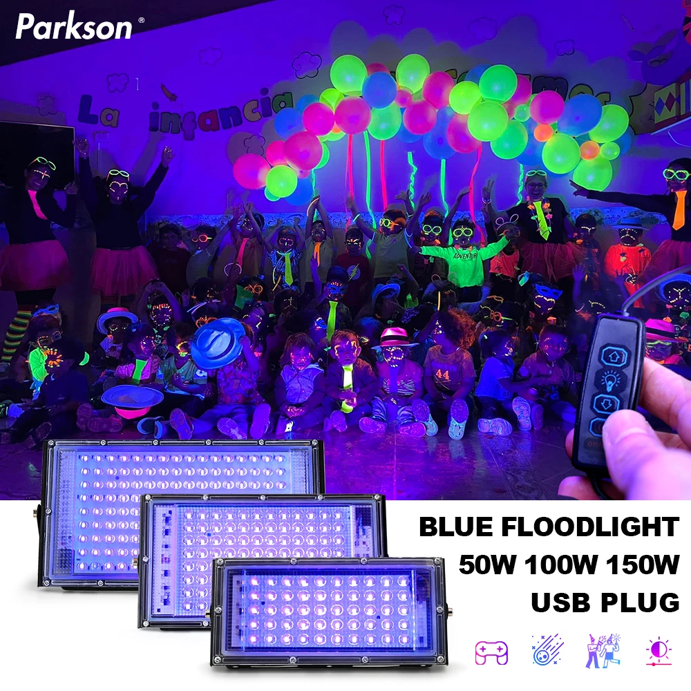 USB Led UV Floodlight 220V Ultraviolet Stage Lamp 50W 100W 150W USB LED Stage Blacklight Waterproof Disco Party Stage Backlight