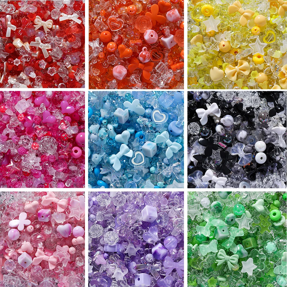 

Ожерелье «сделай сам», смешанный стиль, цветы, сердце, красочные акриловые бусины для 40 г/лот, серьги, изготовление ювелирных изделий, брелок для телефона, аксессуары