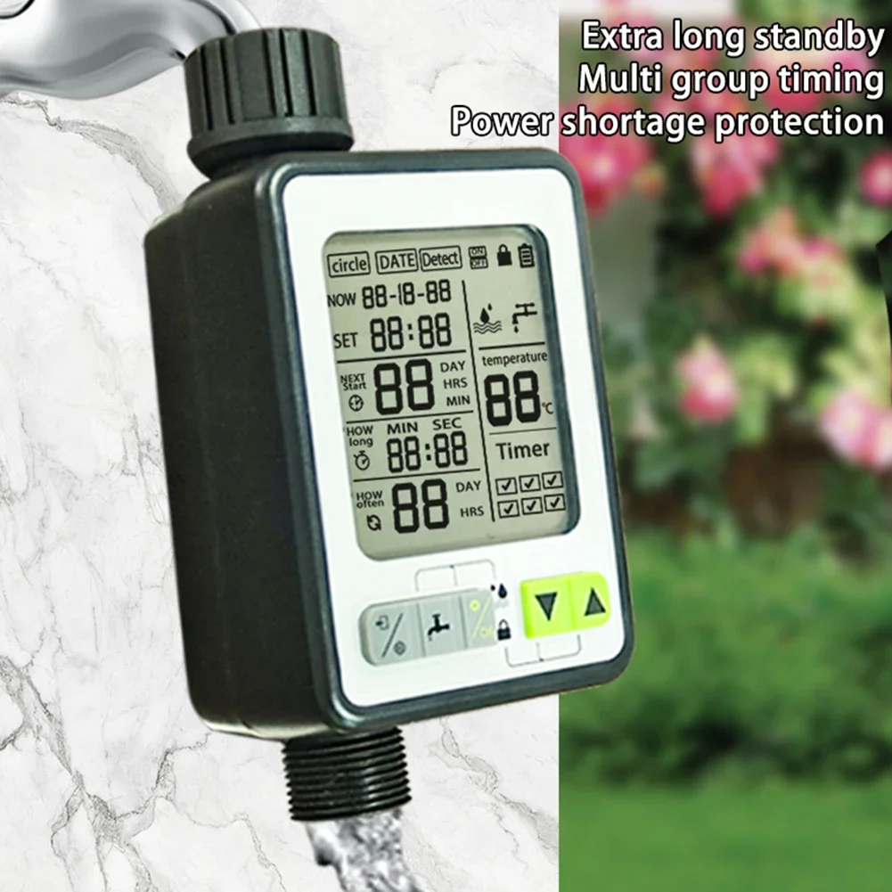 Garden Irrigation Water Timer with Rain Delay Waterproof Automatic Water Timer 3.2in LCD Screen Garden Drip Accessories