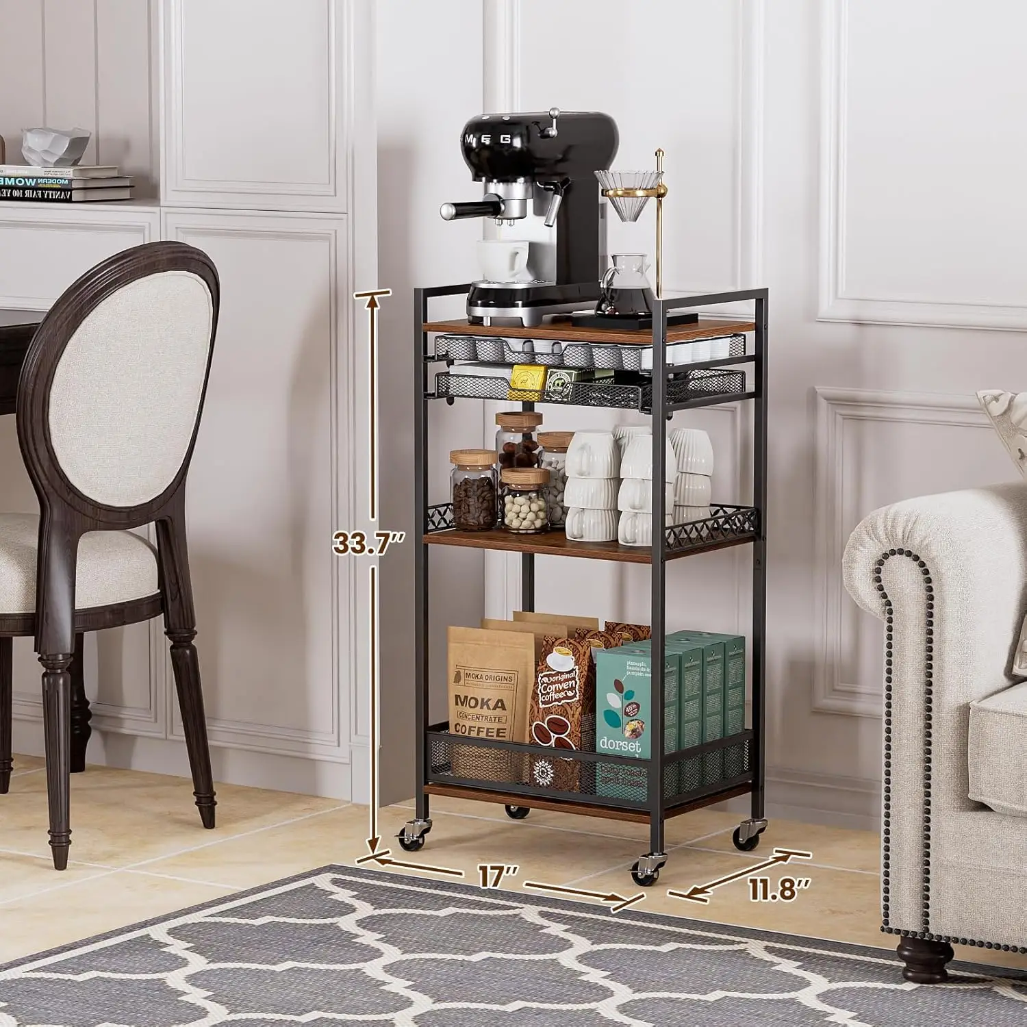 Multi-Functional Bar Accessories Organizer K Cup Holder Rack, Coffee Station Organizer for Nespresso Vertuo and K Cup Capsules