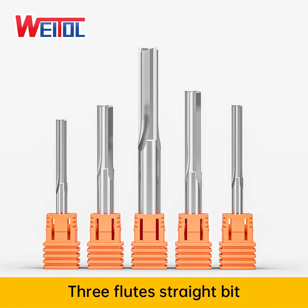 

WeiTol 1 pcs Two Three flutes Straight Bit End mill Router Bit MDF Engraving Tools Milling cutters for wood