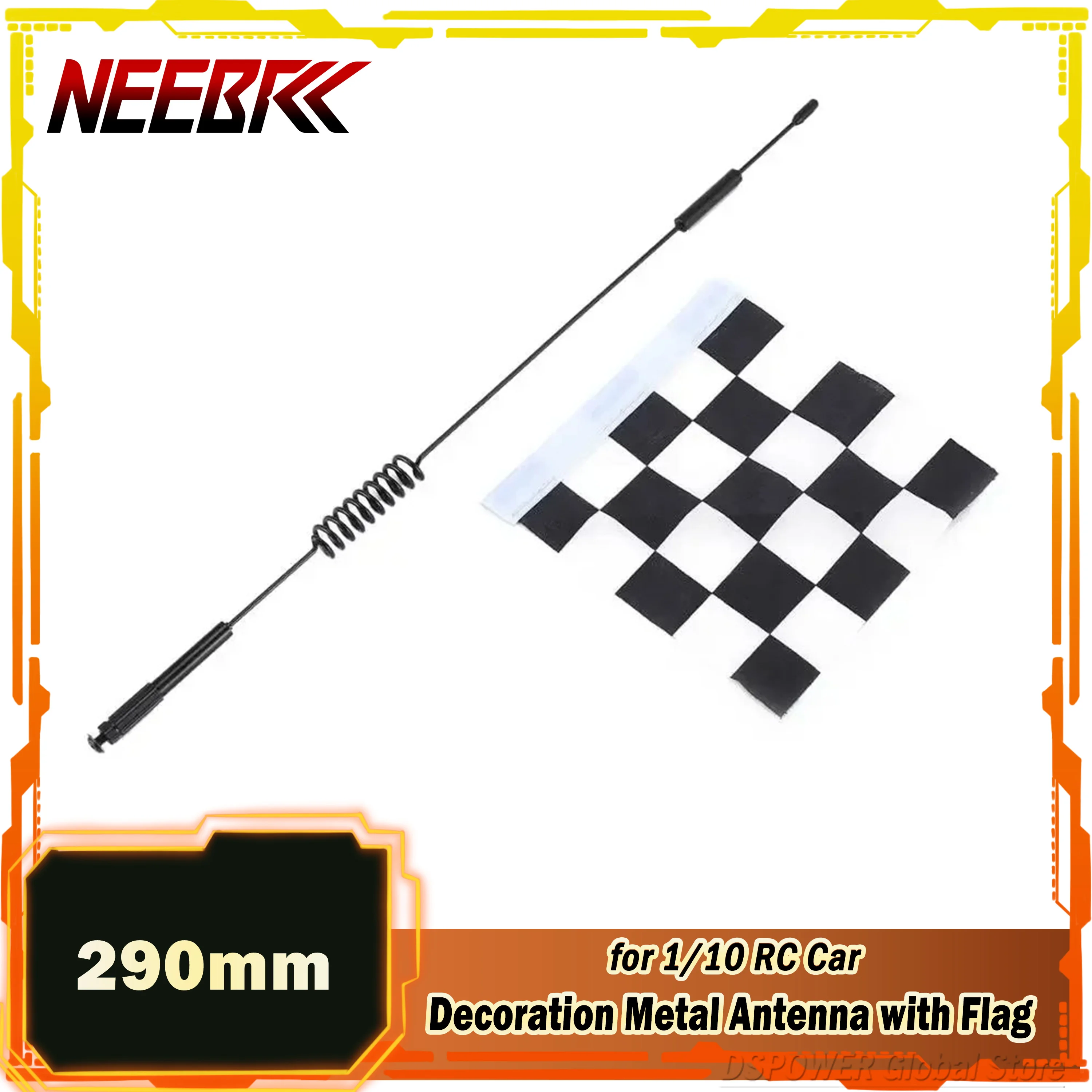 

NEEBRC 290mm 1/10 RC Car Decoration Metal Antenna Flag for Model Crawler Traxxas HSP Redcat RC4WD Tamiya Axial SCX10 D90 HPI DIY