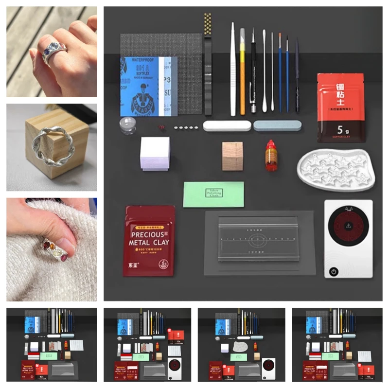 

Набор для изготовления ювелирных изделий из стерлингового серебра 999 пробы, ручная работа, креативное моделирование, кольцо для пары/ожерелье, кулон, полный набор материалов