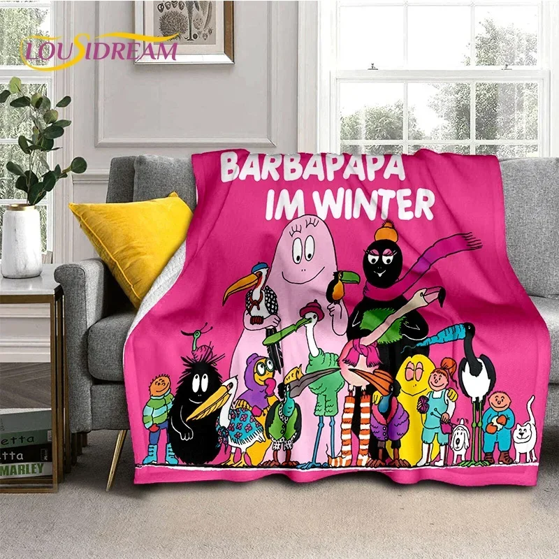 3D Cartoon Les Barbapapa Family Soft Flannel Blanket for Beds Bedroom Sofa Picnic,Throw Blanket for Cover Outdoor Leisure Gift