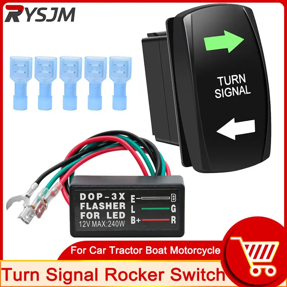 AD Turn Signal Rocker Switch LED for RV Vehicle Off-Road Pickup Tractor Boat Motorcycle 4Pin Universal Switch Turn Signal Kit