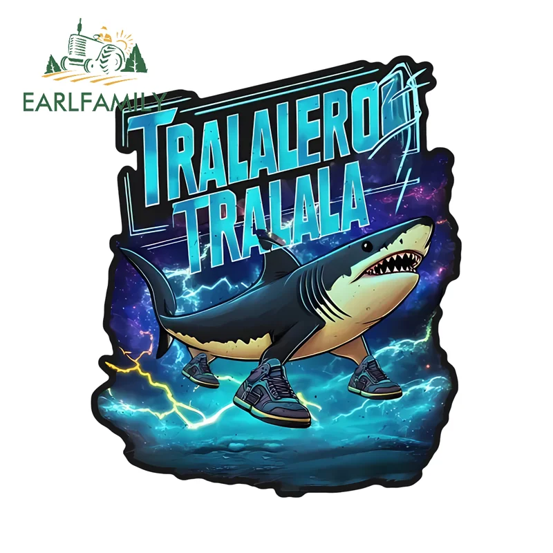 EARLFAMILY Tralalero Tralala Popular Merme Car Stickers Creative Personality Racing Drifting Decals Vinyl Campervan Accessories
