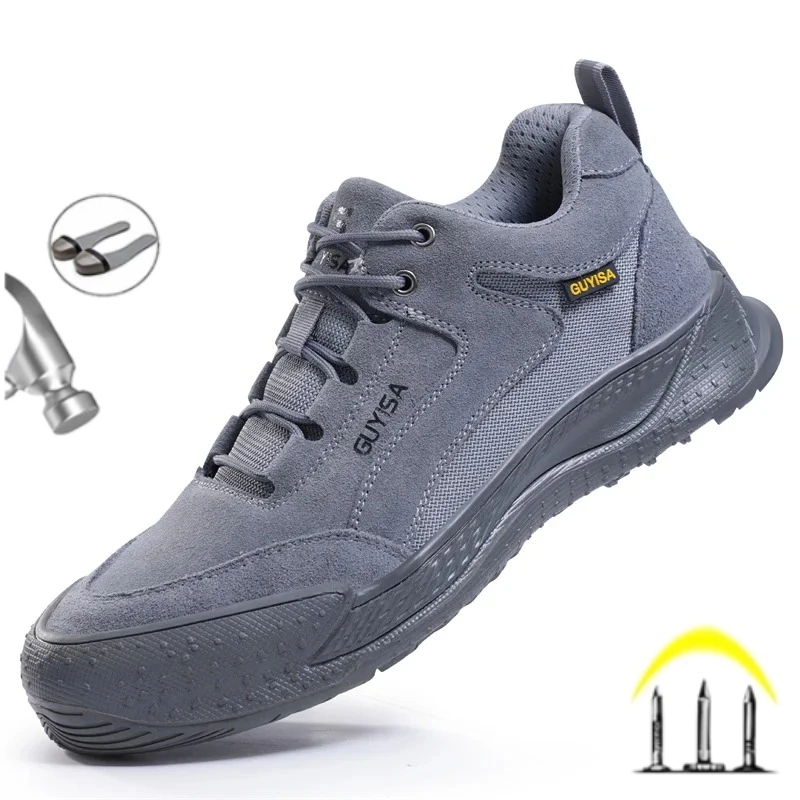 

Fashion 2025 Steel Toe Anti-smash Anti-stabbing Men Safety Shoes Breathable Work Boots Wear-resistant Male Footwear Sneakers