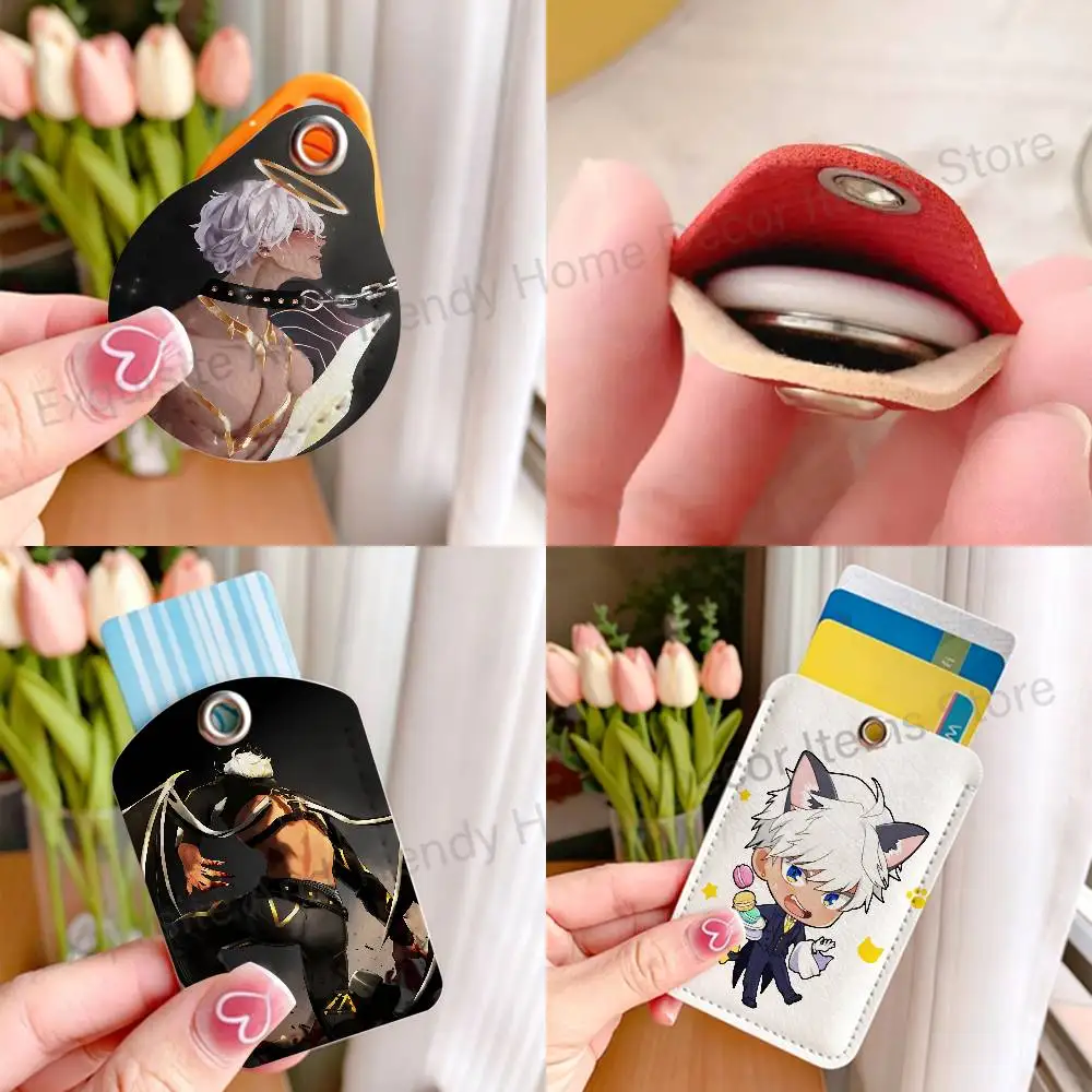 O-Obey Me O-Otome Mammon Cartoon Game Anime Leather Card Holder Can Store Access Control ID Card Subway Air Tag Case