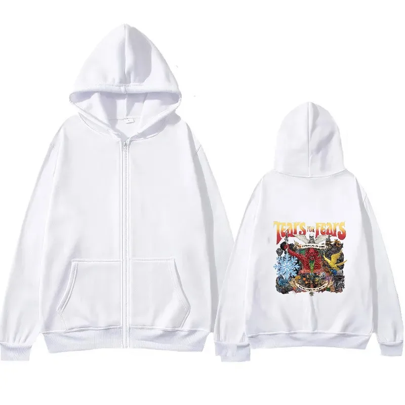 سترة رجالية بغطاء للرأس سوداء على شكل دموع الدببة مطبوعة برسومات بسحاب لملابس الشارع غير الرسمية في الهواء الطلق #3