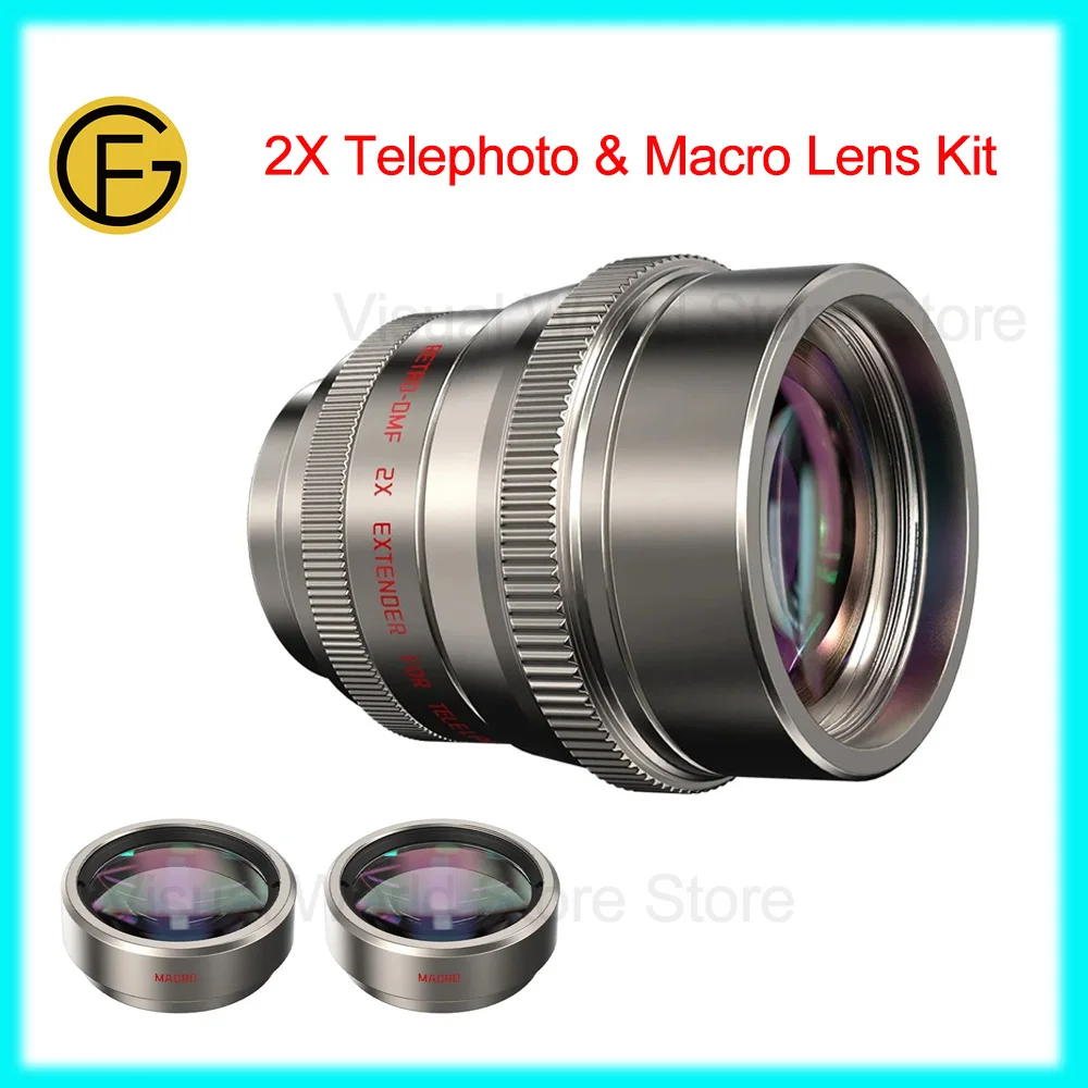 Kit de Lentes Macro Telefoto Retro 2X de Fotorgear para iPhone 15 Pro Max / 16 Pro / 16 Pro Max, Lente Adicional Macro para Fotografía