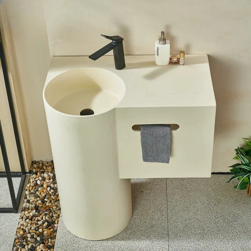 

Artificial stone column basin integrated floor-standing washbasin art skin-sensitive stone vertical sink