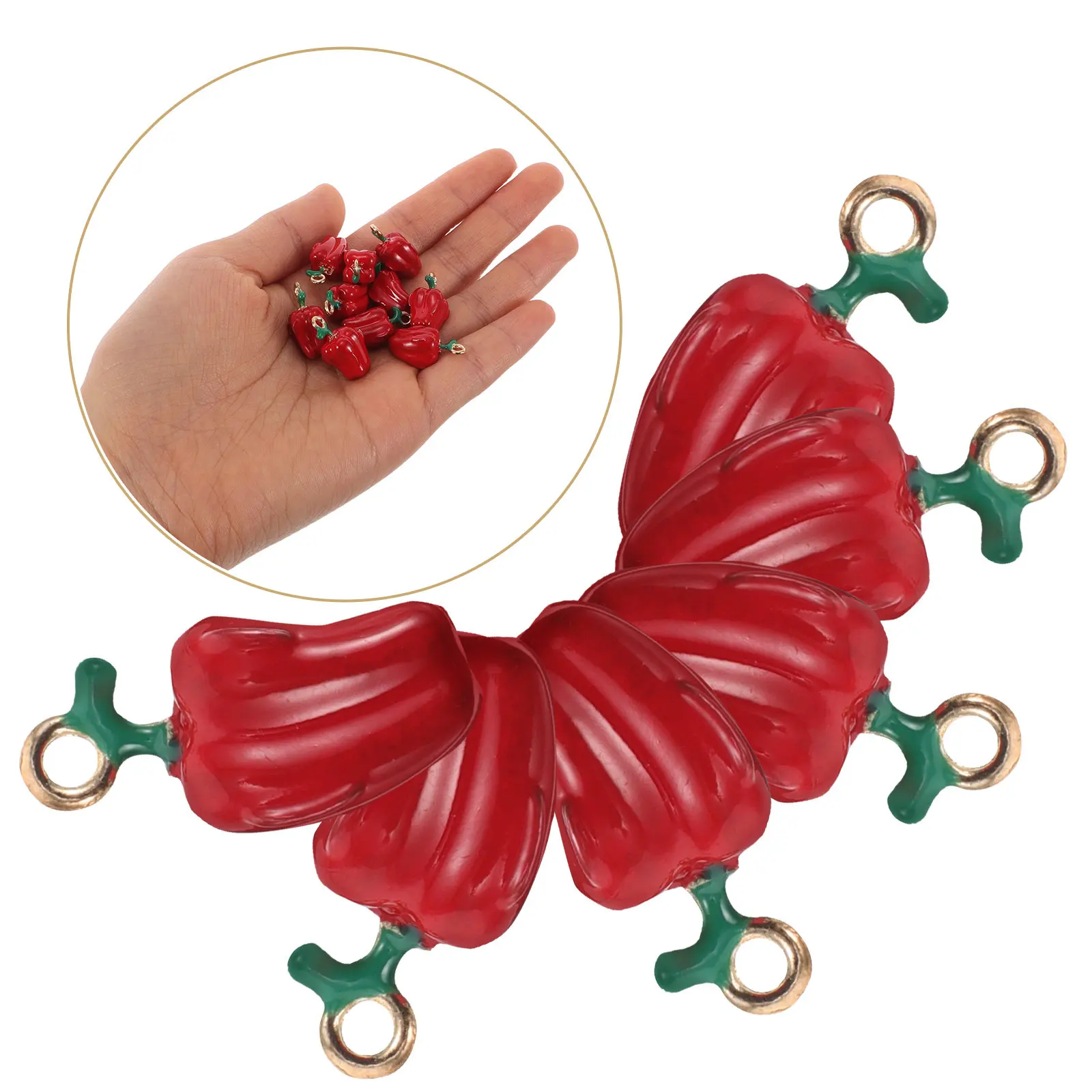 10Pcs Chili Pepper Alloy Charms Red Pendant for DIY Jewelry Making Earrings Necklaces Vegetable Craft Keychain Charm