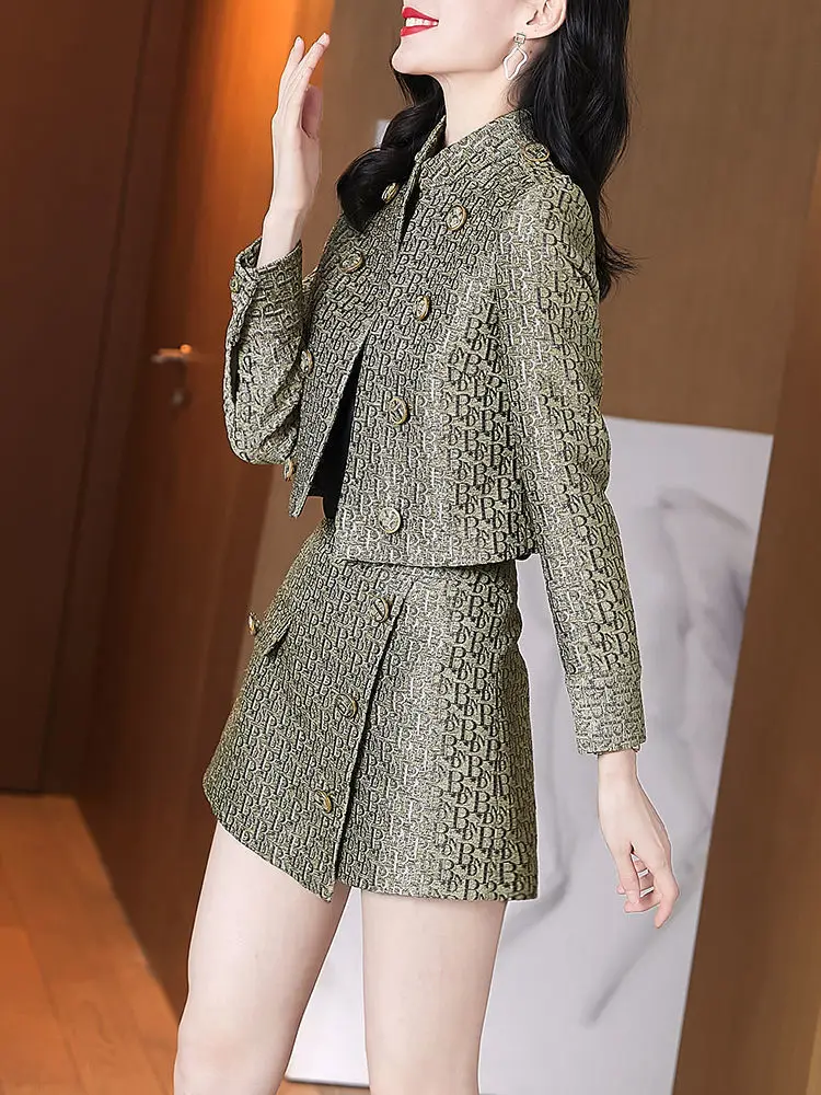 2024 Spring Autumn New Chic Two-Piece Women's Fashion High-End Loose Printed Letters High Waist Shorts Casual Two-Piece Suits