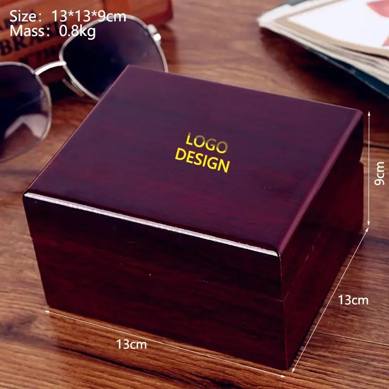 Hot Sell Exquisite High-grade Watch Case Gift Wrapped Red Wood Watch Boxes Organizer Storage Box Wholesale Customize Logo Free