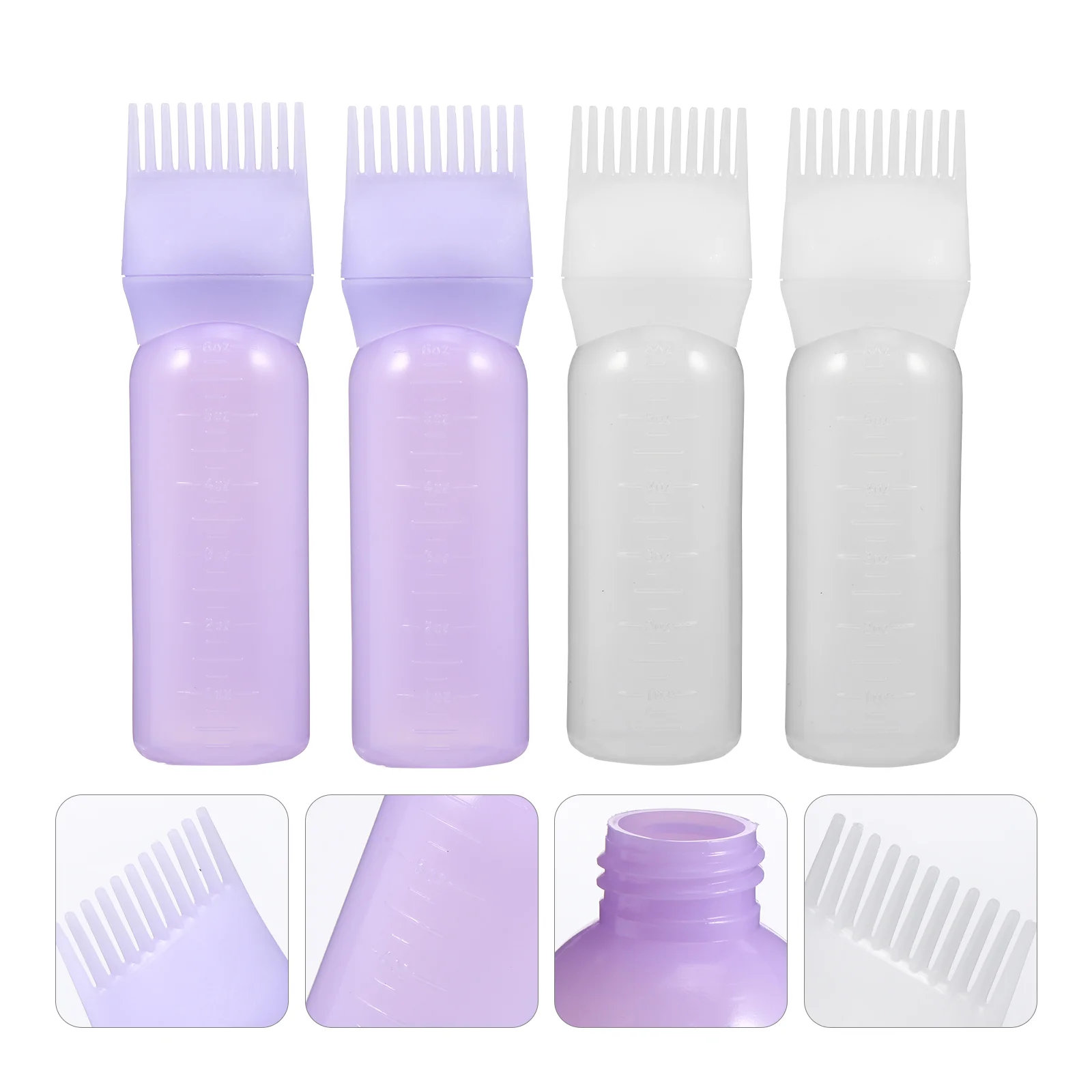 4 Pcs Shampoo for Color Treated Hair Dye Bottle Comb Tooth Applicator Bottles Salon Coloring Hairdressing