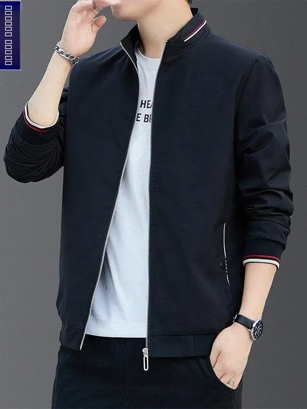 

Busin Casual ort Men's Jaet 2025 Faion Brand Slim Fit Stand Collar Sli Trendy Top Breathable Stand Fit Coat