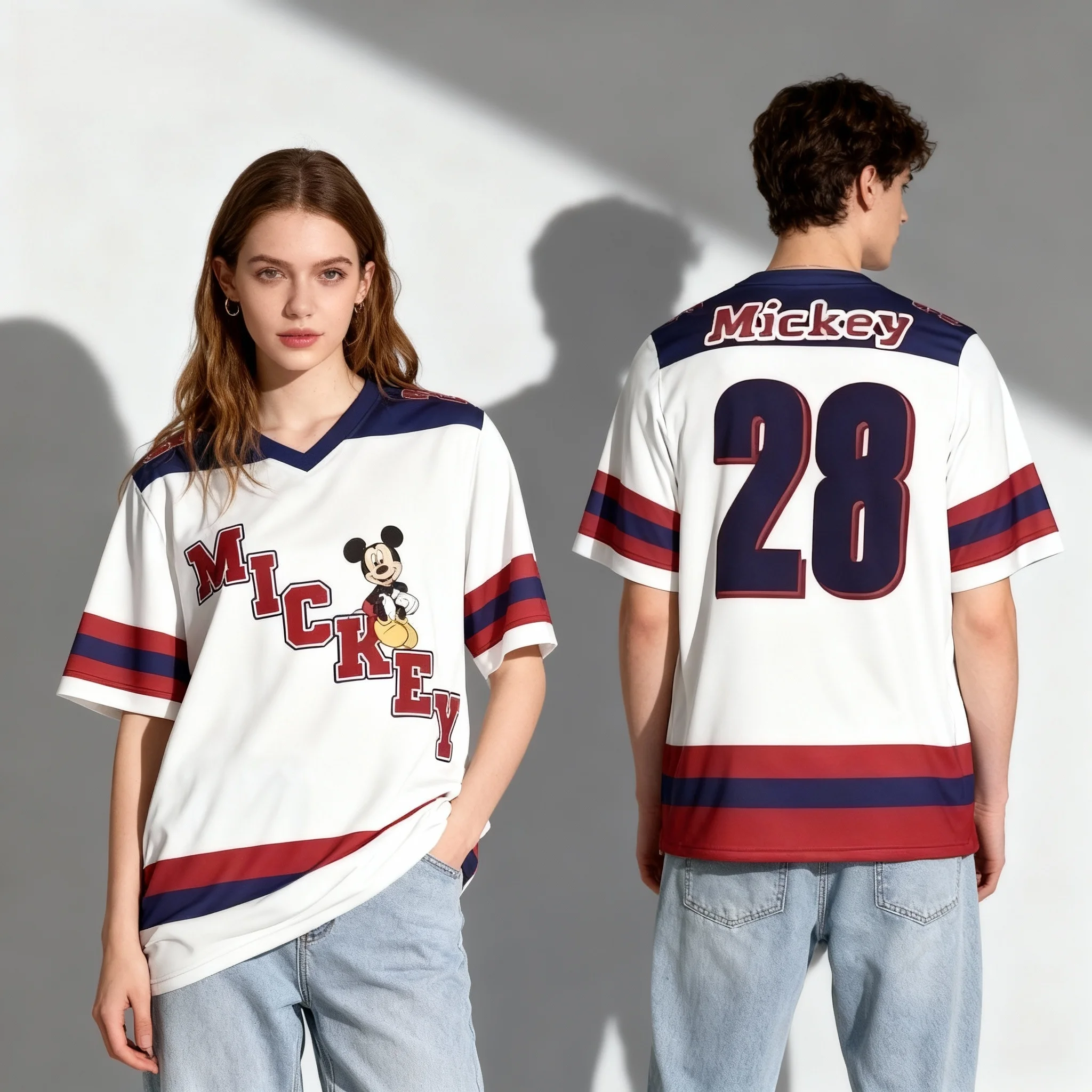 Disney Animated Character Themed Rugby Jersey Sweet and Cool Street Summer T-shirt Oversized Women's Adult Hot Selling 25/26