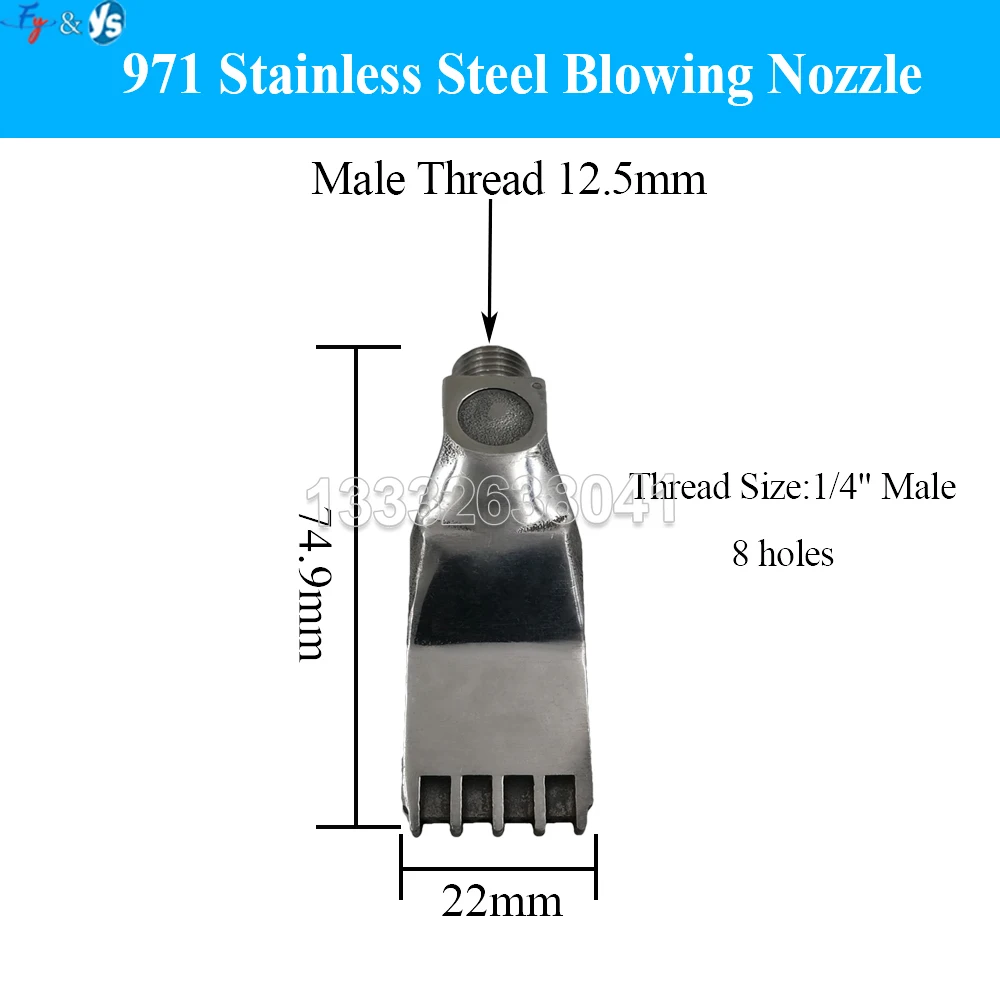 Discount 1/4'' Air Knife Compressed Flat Air Nozzle Blowing Nozzle SS 971 Flat Air Clean and Blow Dry Nozzle Cooling