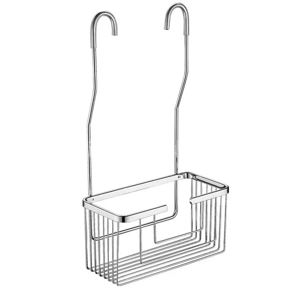 Storage Basket Wall Hanging Household Shelf Double Hook Home Organizer Rack for Bathroom Stainless Steel Nodic Style