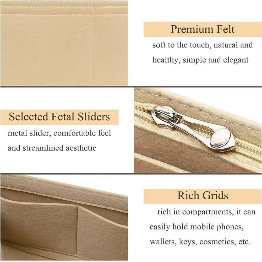 1Pcs New Storage Bags Insert Bag Felt Portable Linner Bag Multi-Pocket Travel Bag Organizer for Longchamp Mini Bag
