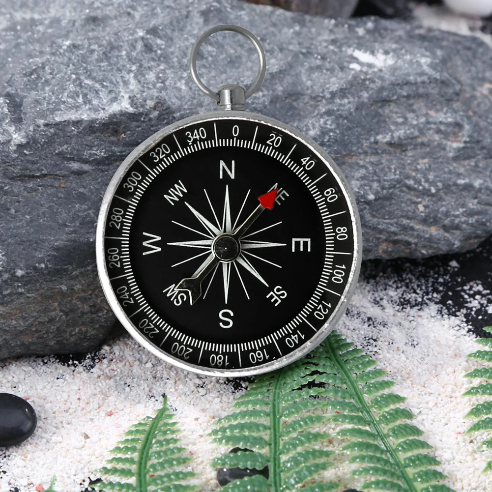 Outdoor Pocket Compass Silver Outdoor Orientation Navigation Compass Aluminum Alloy for Outdoor Camping Hiking Sports Navigation