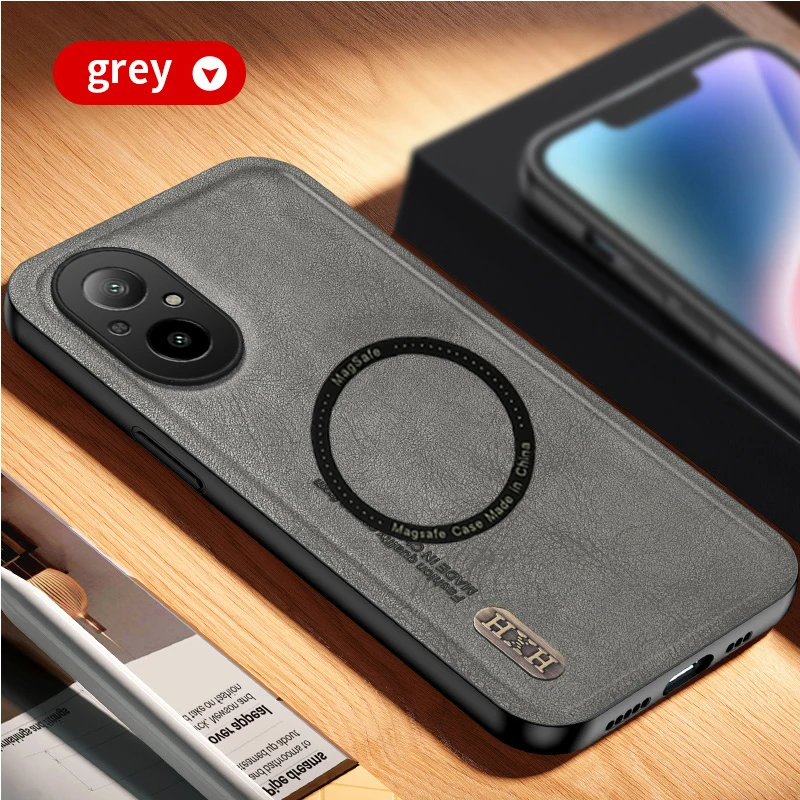 

For Wireless Charge Magnetic Magsafe For Oppo Realme C67 4g Case Leather Back Cover For Realme 12 Lite C67 Coque Capa Bumper