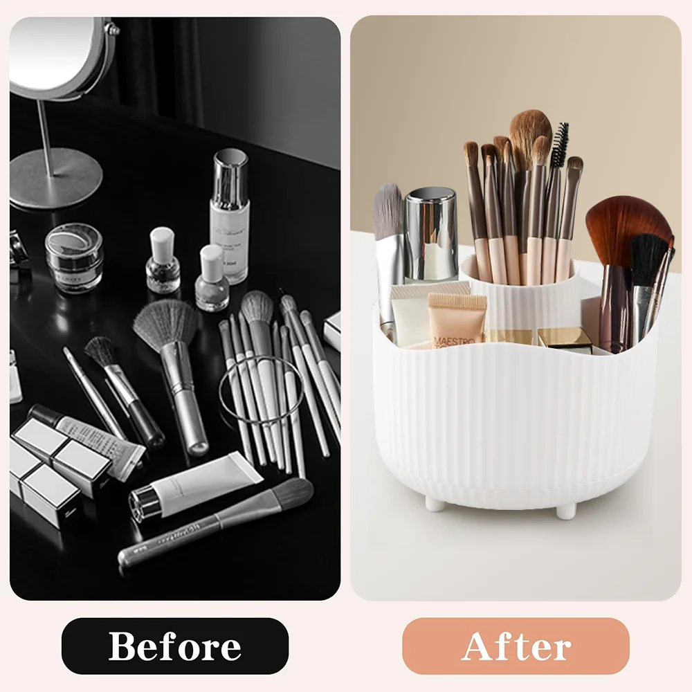360° Rotating Large Capacity Makeup Holder Desktop Cosmetic Storage Box Organizer Portable Lipstick & Makeup Brush Stand