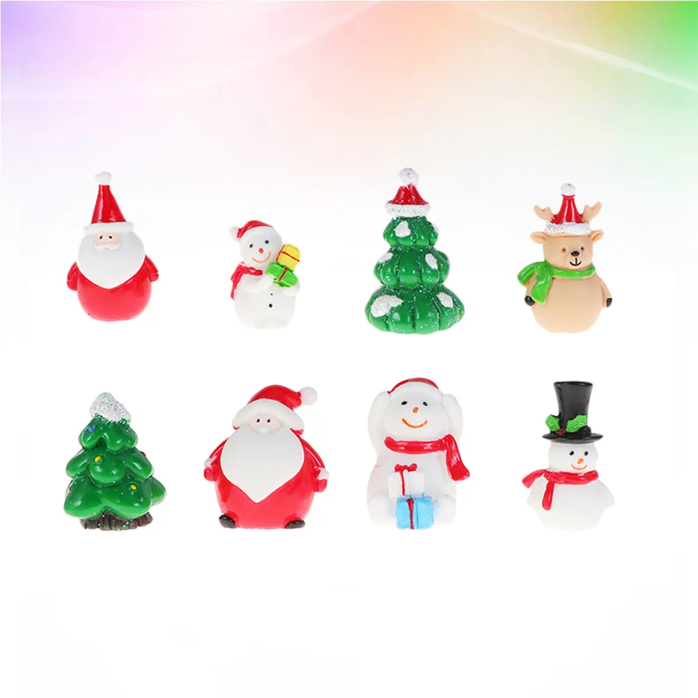 

8Pcs Realistic Resin Mini House Ornaments Christmas Craft for Desktop Garden Micro Landscape Decoration Supplies
